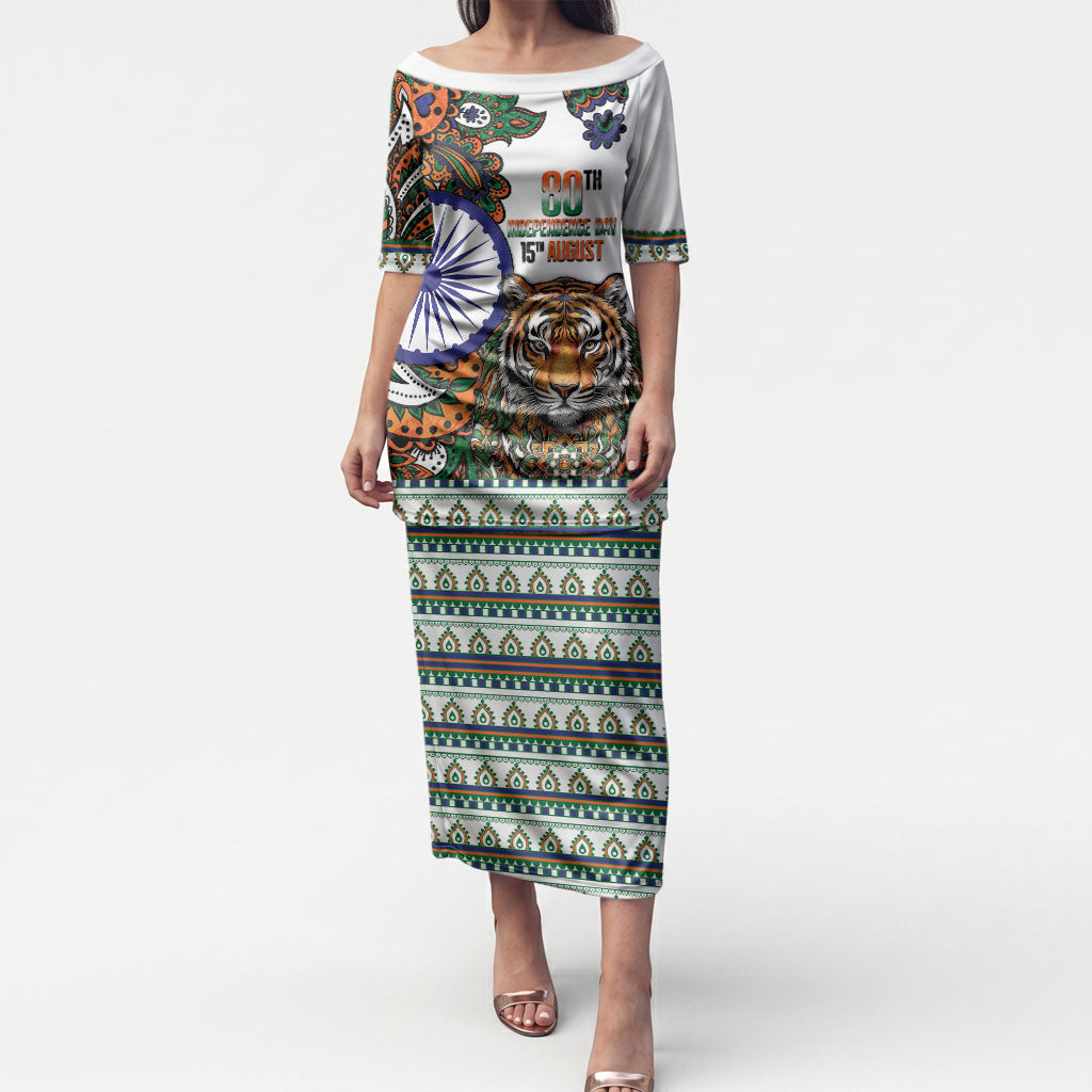 India Independence Day Puletasi Royal Tiger Ashoka Chakra Paisley Pattern