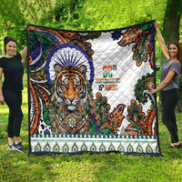 India Independence Day Quilt Royal Tiger Ashoka Chakra Paisley Pattern