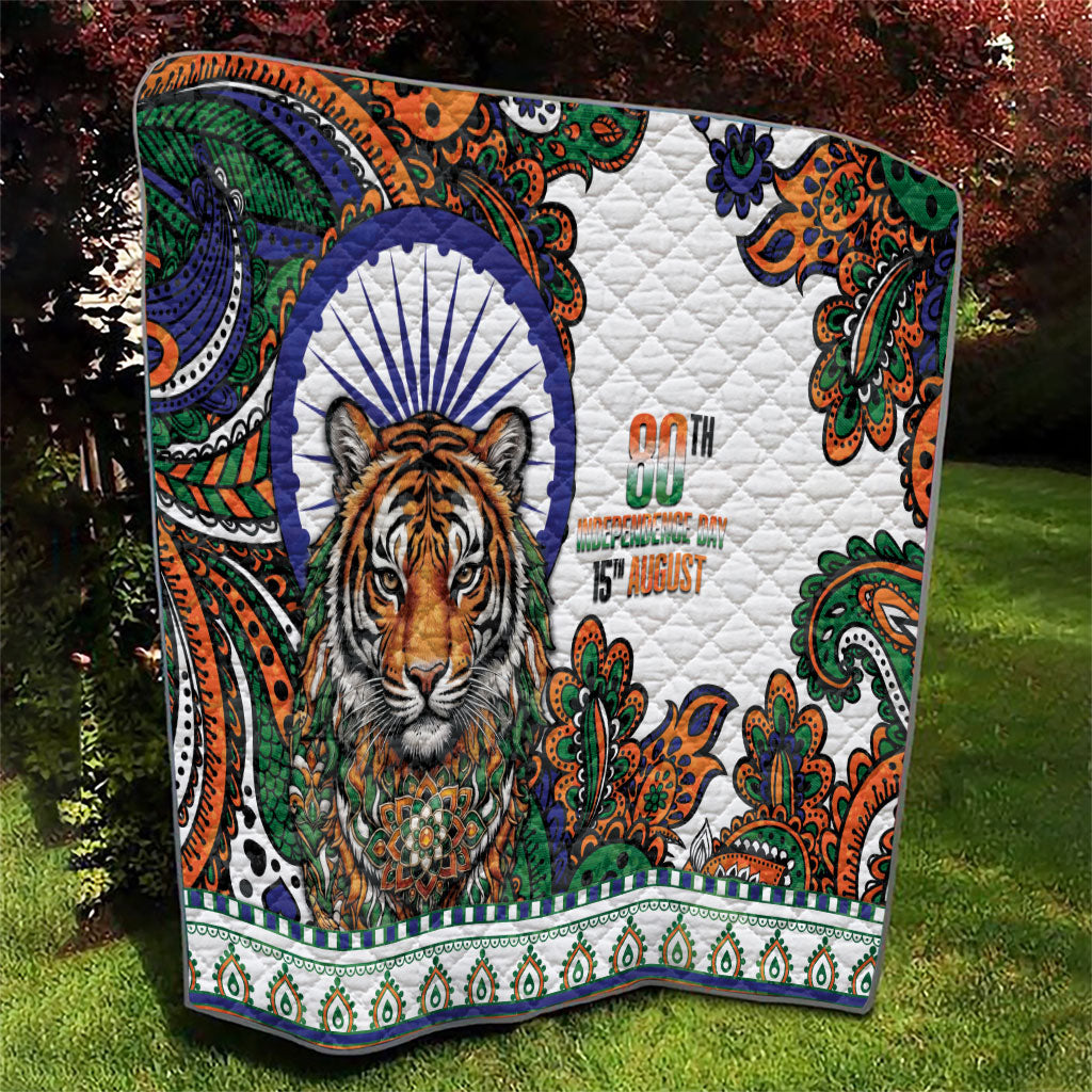 India Independence Day Quilt Royal Tiger Ashoka Chakra Paisley Pattern