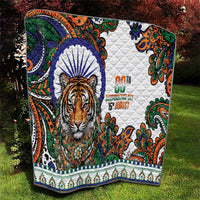 India Independence Day Quilt Royal Tiger Ashoka Chakra Paisley Pattern