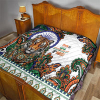 India Independence Day Quilt Royal Tiger Ashoka Chakra Paisley Pattern