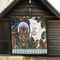 India Independence Day Quilt Royal Tiger Ashoka Chakra Paisley Pattern