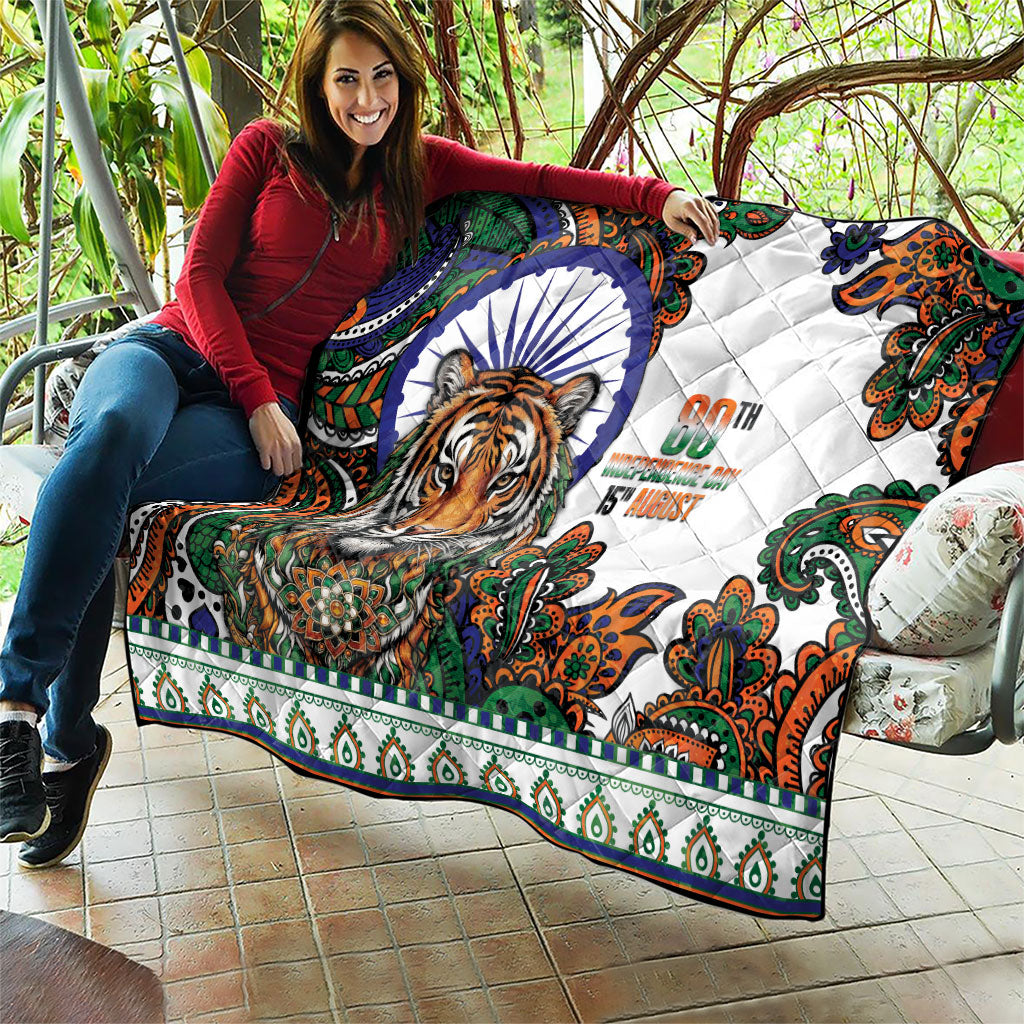 India Independence Day Quilt Royal Tiger Ashoka Chakra Paisley Pattern