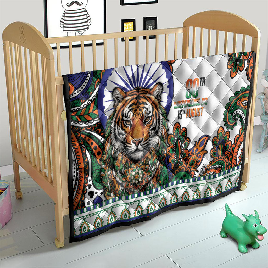 India Independence Day Quilt Royal Tiger Ashoka Chakra Paisley Pattern
