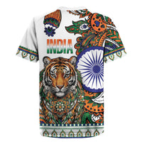 India Independence Day Rugby Jersey Royal Tiger Ashoka Chakra Paisley Pattern