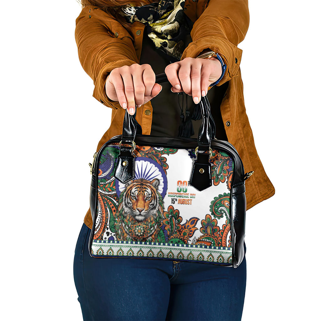 India Independence Day Shoulder Handbag Royal Tiger Ashoka Chakra Paisley Pattern