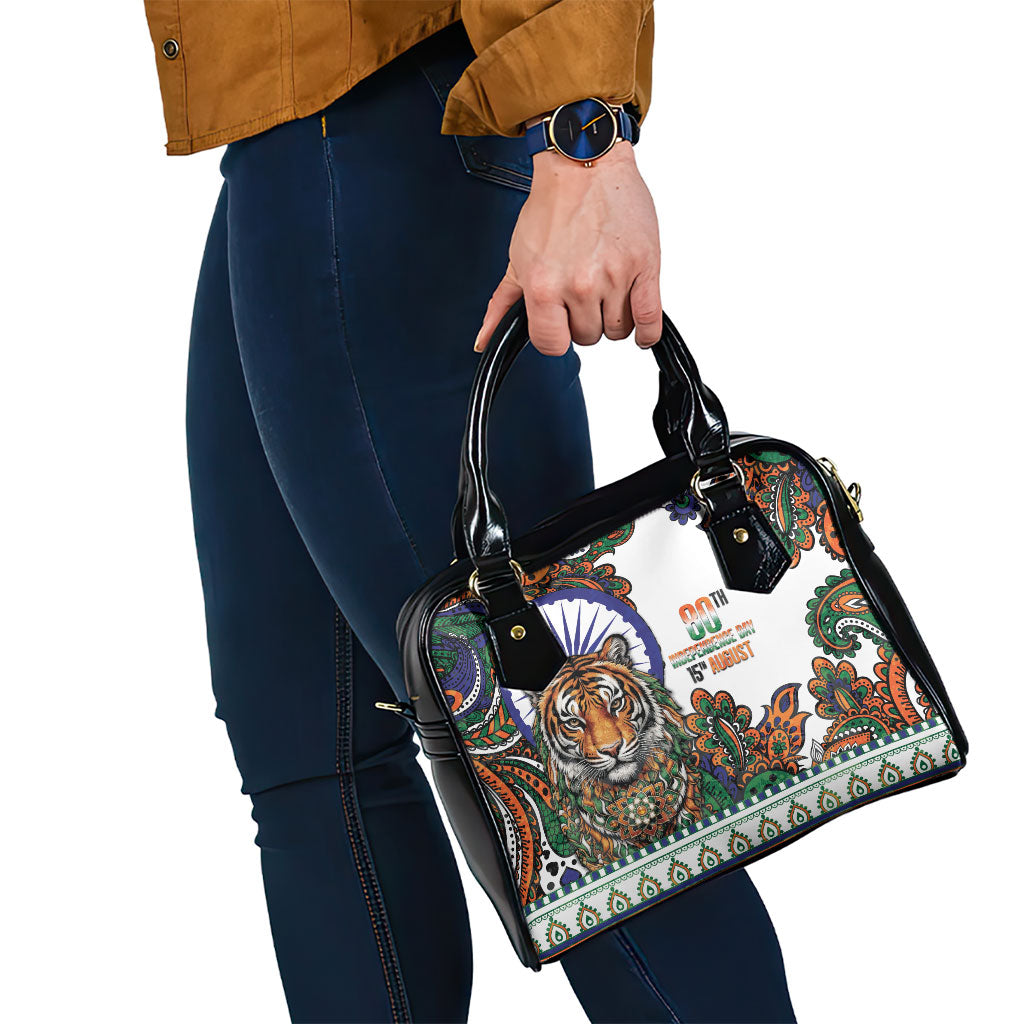 India Independence Day Shoulder Handbag Royal Tiger Ashoka Chakra Paisley Pattern