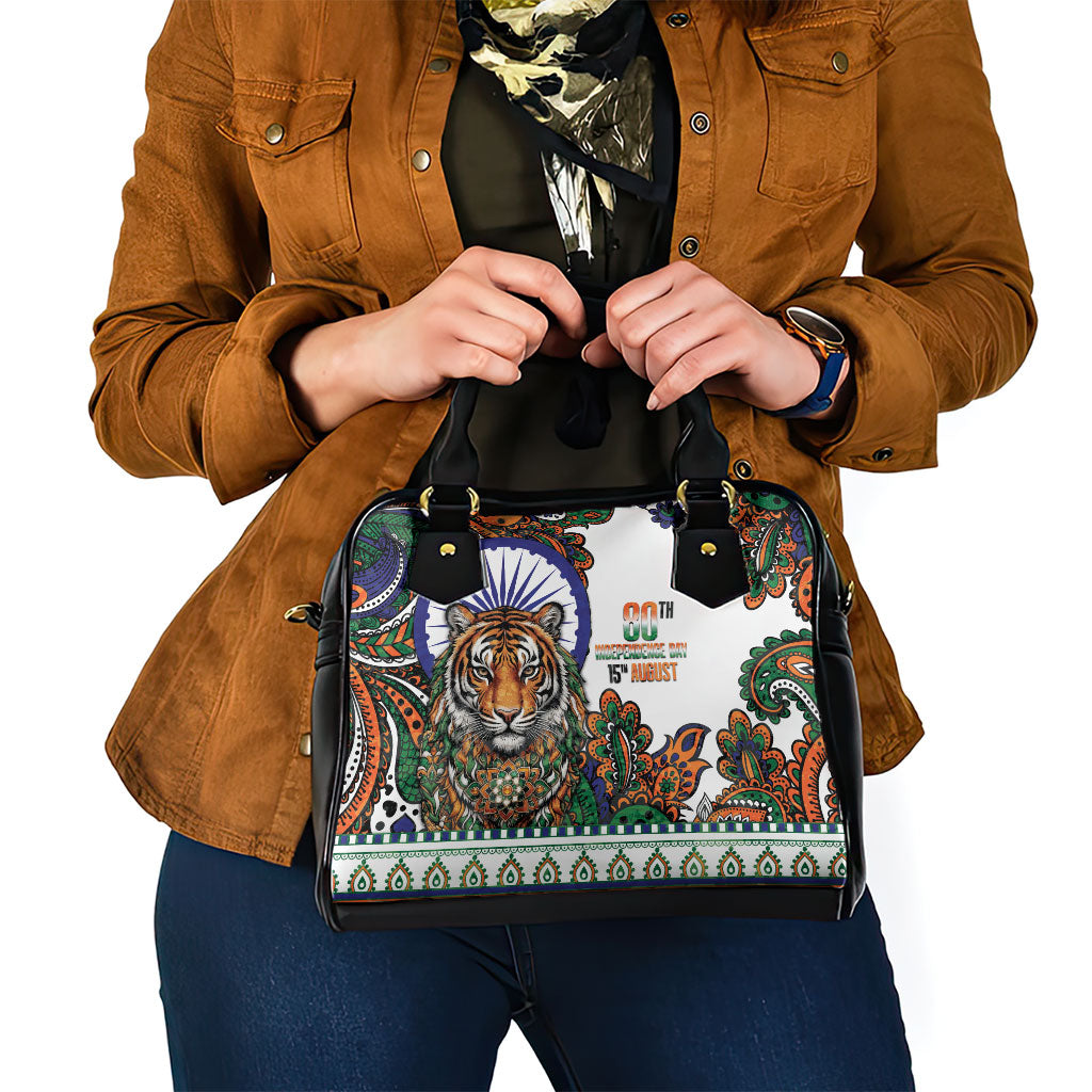India Independence Day Shoulder Handbag Royal Tiger Ashoka Chakra Paisley Pattern