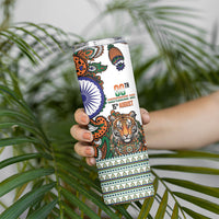 India Independence Day Skinny Tumbler Royal Tiger Ashoka Chakra Paisley Pattern