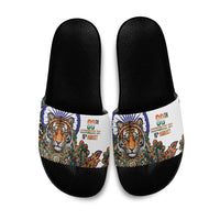 India Independence Day Slide Sandals Royal Tiger Ashoka Chakra Paisley Pattern