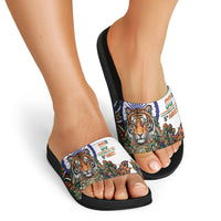 India Independence Day Slide Sandals Royal Tiger Ashoka Chakra Paisley Pattern