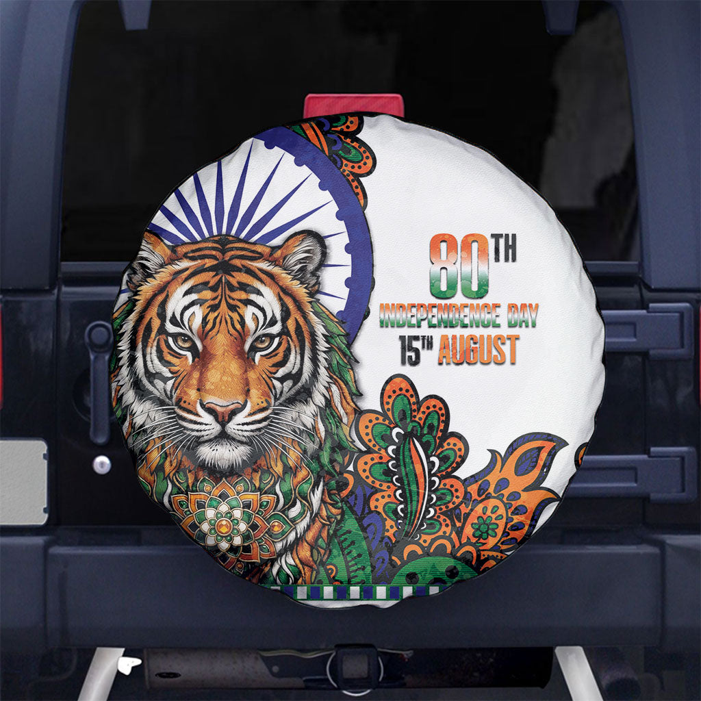 India Independence Day Spare Tire Cover Royal Tiger Ashoka Chakra Paisley Pattern