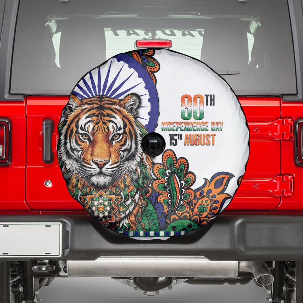 India Independence Day Spare Tire Cover Royal Tiger Ashoka Chakra Paisley Pattern
