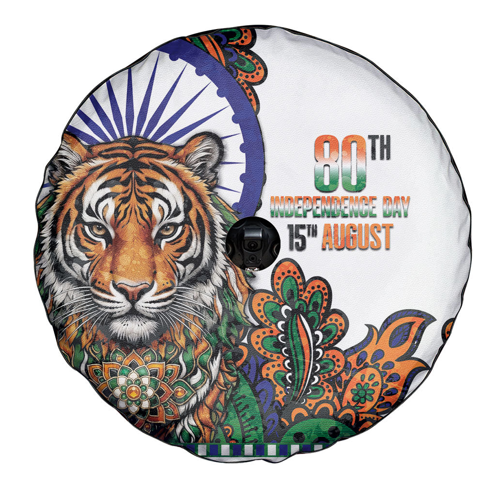 India Independence Day Spare Tire Cover Royal Tiger Ashoka Chakra Paisley Pattern
