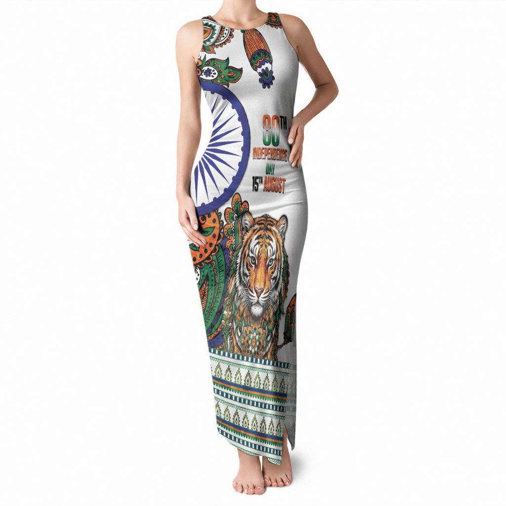 India Independence Day Tank Maxi Dress Royal Tiger Ashoka Chakra Paisley Pattern