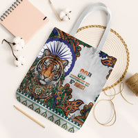 India Independence Day Tote Bag Royal Tiger Ashoka Chakra Paisley Pattern