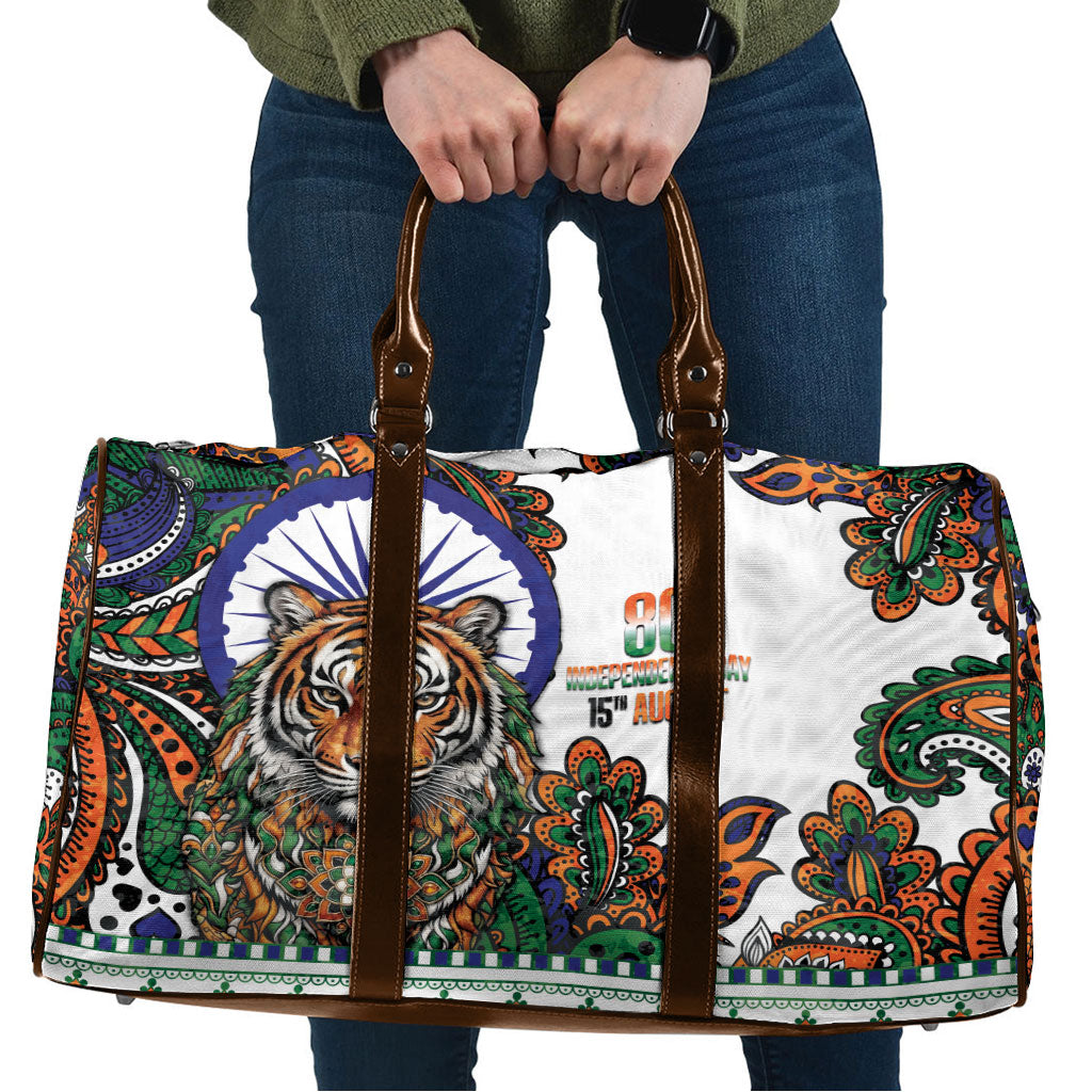 India Independence Day Travel Bag Royal Tiger Ashoka Chakra Paisley Pattern