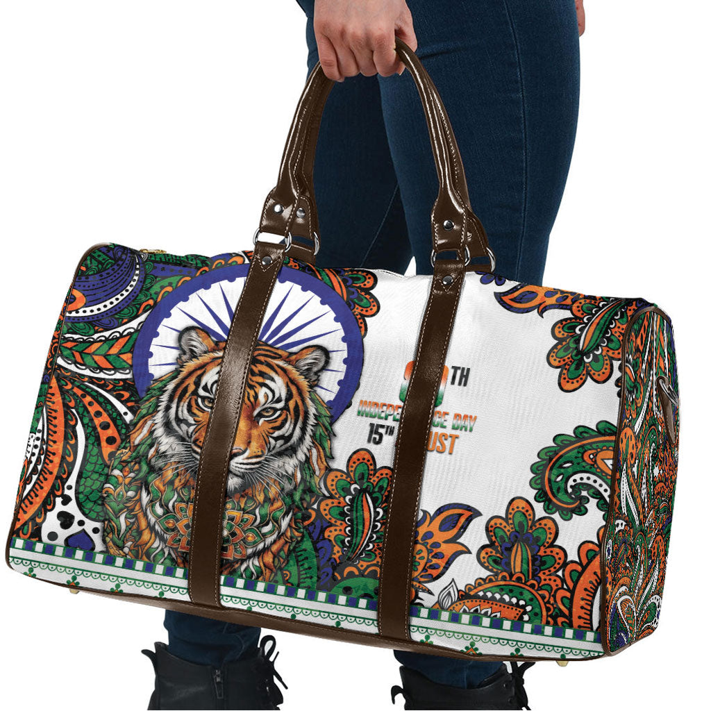 India Independence Day Travel Bag Royal Tiger Ashoka Chakra Paisley Pattern