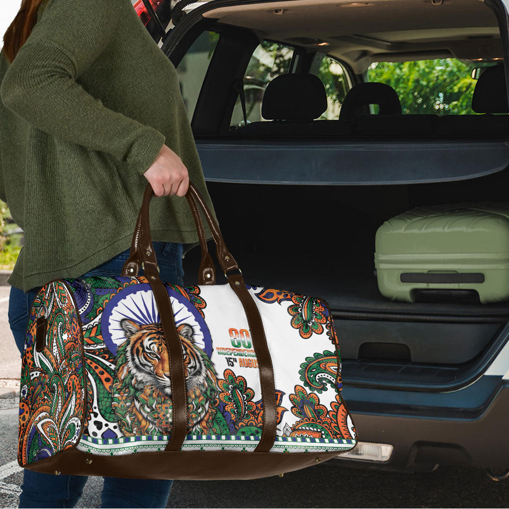India Independence Day Travel Bag Royal Tiger Ashoka Chakra Paisley Pattern