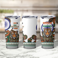 India Independence Day Tumbler Cup Royal Tiger Ashoka Chakra Paisley Pattern