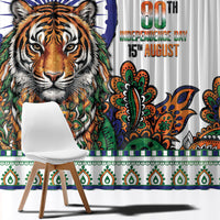 India Independence Day Window Curtain Royal Tiger Ashoka Chakra Paisley Pattern
