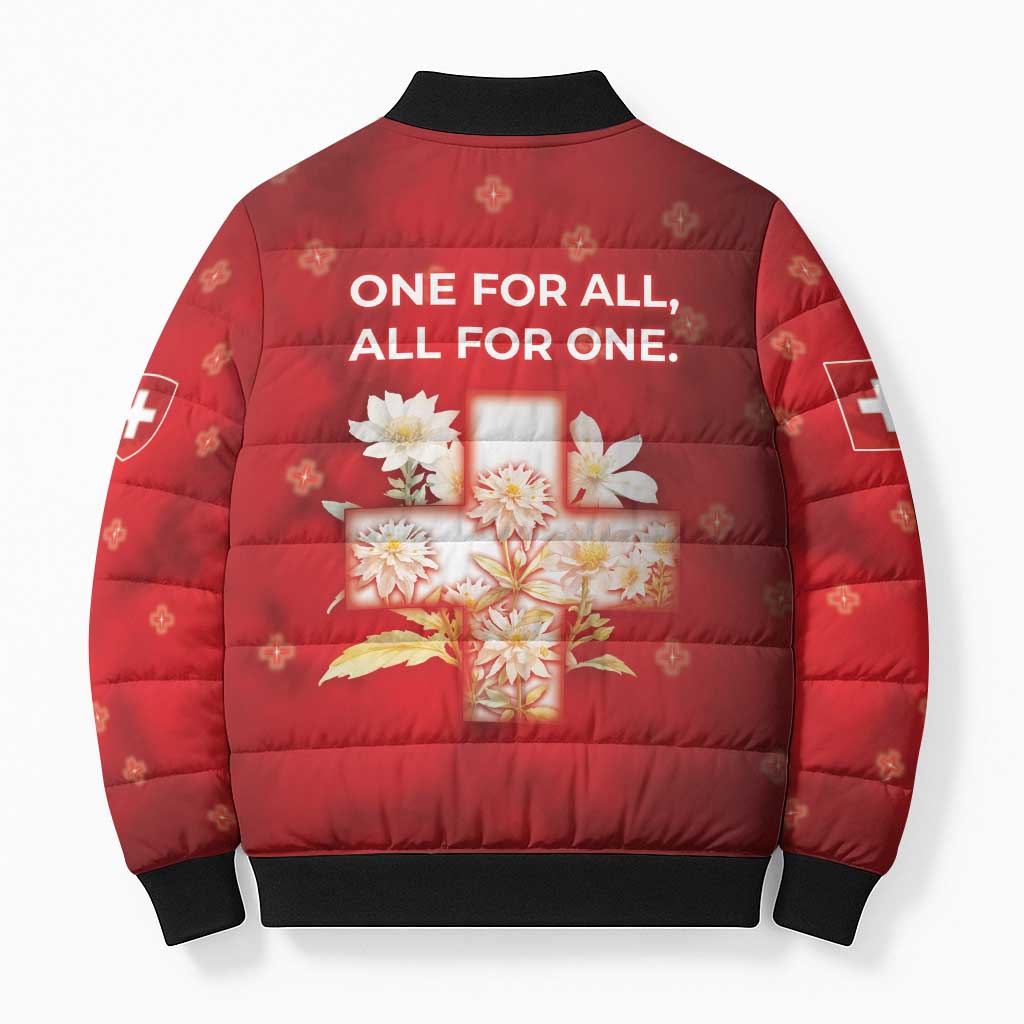 Switzerland Bomber Puffer Jacket One For All All For One - Wonder Print Shop