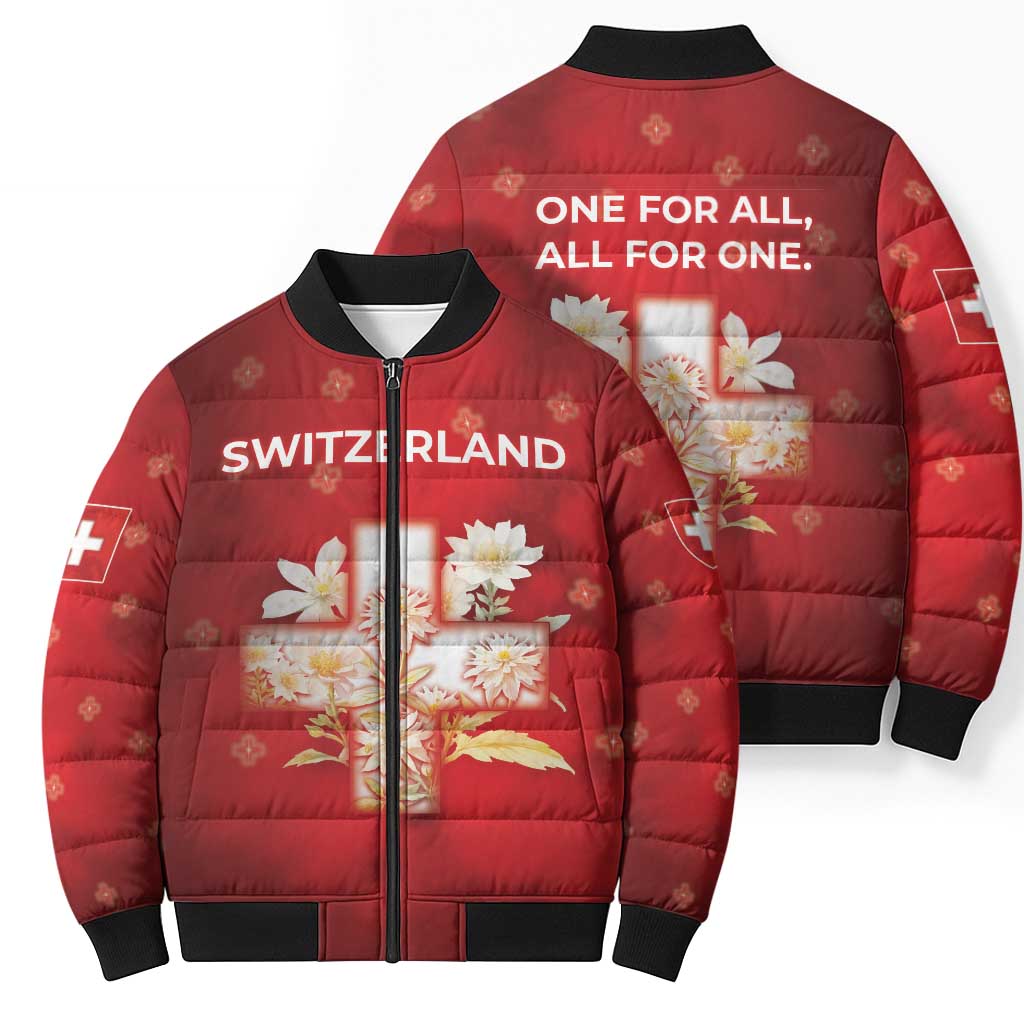 Switzerland Bomber Puffer Jacket One For All All For One - Wonder Print Shop