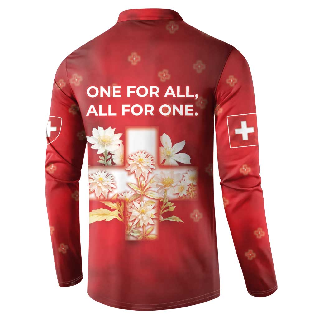 Switzerland Button Sweatshirt One For All All For One - Wonder Print Shop