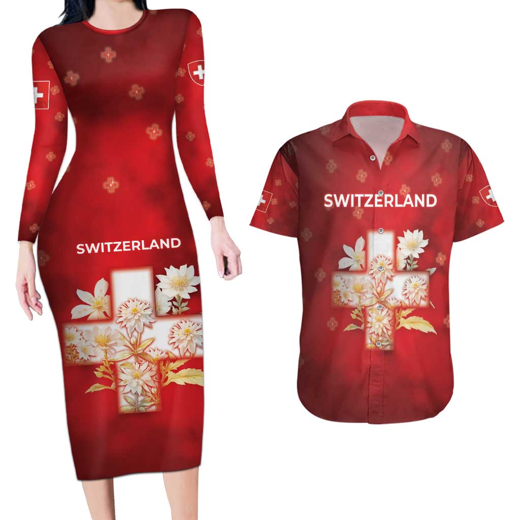 Switzerland Couples Matching Long Sleeve Bodycon Dress and Hawaiian Shirt One For All All For One - Wonder Print Shop