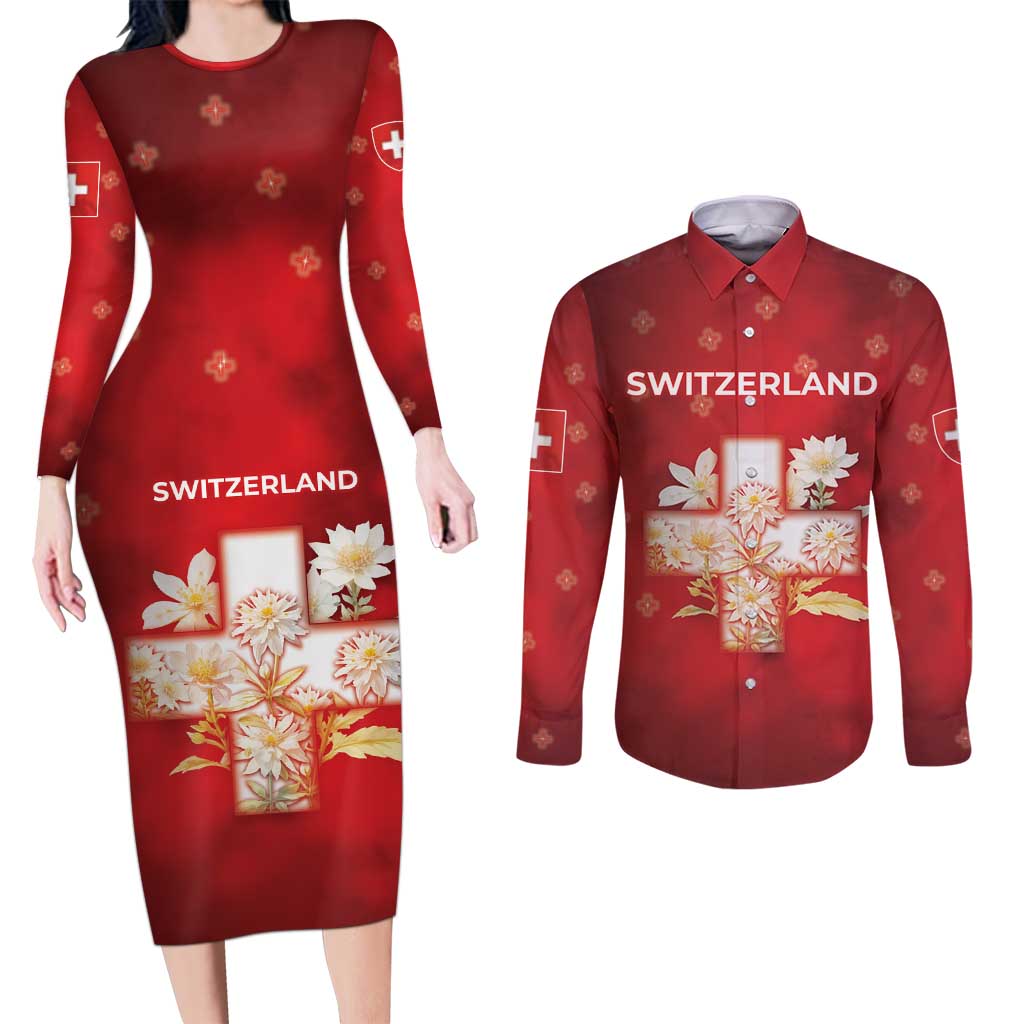 Switzerland Couples Matching Long Sleeve Bodycon Dress and Long Sleeve Button Shirt One For All All For One - Wonder Print Shop