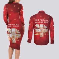 Switzerland Couples Matching Long Sleeve Bodycon Dress and Long Sleeve Button Shirt One For All All For One - Wonder Print Shop
