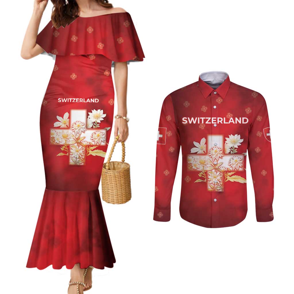 Switzerland Couples Matching Mermaid Dress and Long Sleeve Button Shirt One For All All For One - Wonder Print Shop