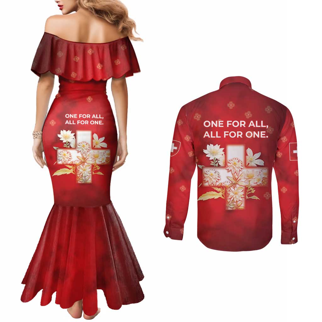 Switzerland Couples Matching Mermaid Dress and Long Sleeve Button Shirt One For All All For One - Wonder Print Shop
