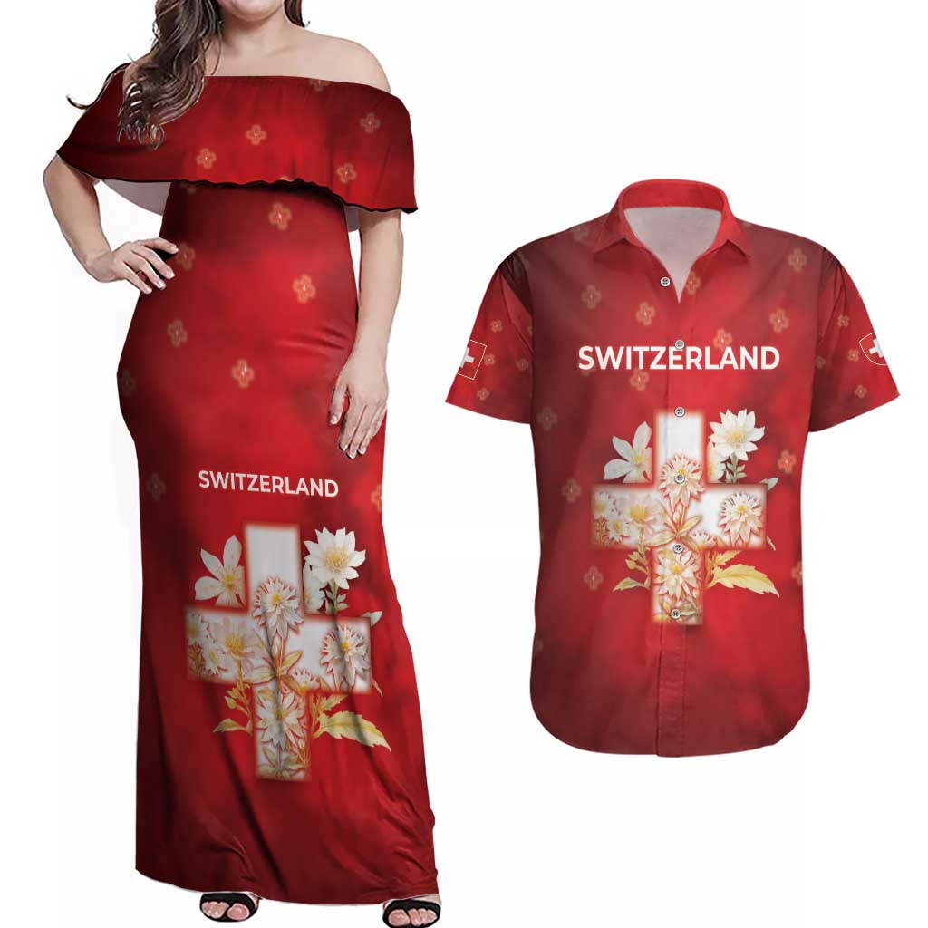 Switzerland Couples Matching Off Shoulder Maxi Dress and Hawaiian Shirt One For All All For One - Wonder Print Shop