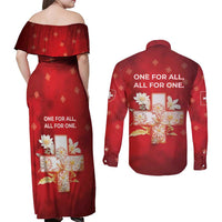 Switzerland Couples Matching Off Shoulder Maxi Dress and Long Sleeve Button Shirt One For All All For One - Wonder Print Shop