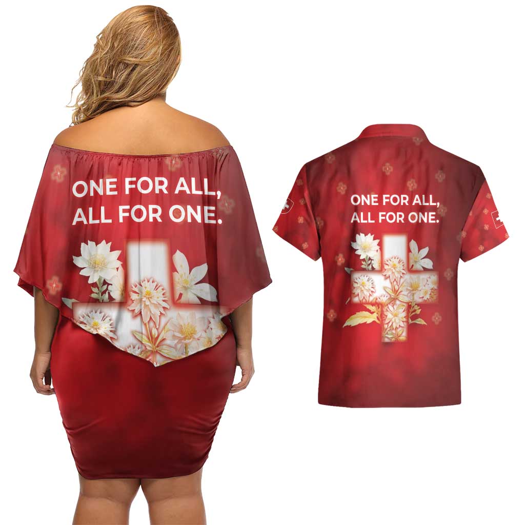 Switzerland Couples Matching Off Shoulder Short Dress and Hawaiian Shirt One For All All For One - Wonder Print Shop