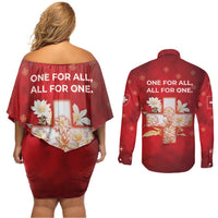 Switzerland Couples Matching Off Shoulder Short Dress and Long Sleeve Button Shirt One For All All For One - Wonder Print Shop
