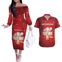 Switzerland Couples Matching Off The Shoulder Long Sleeve Dress and Hawaiian Shirt One For All All For One - Wonder Print Shop