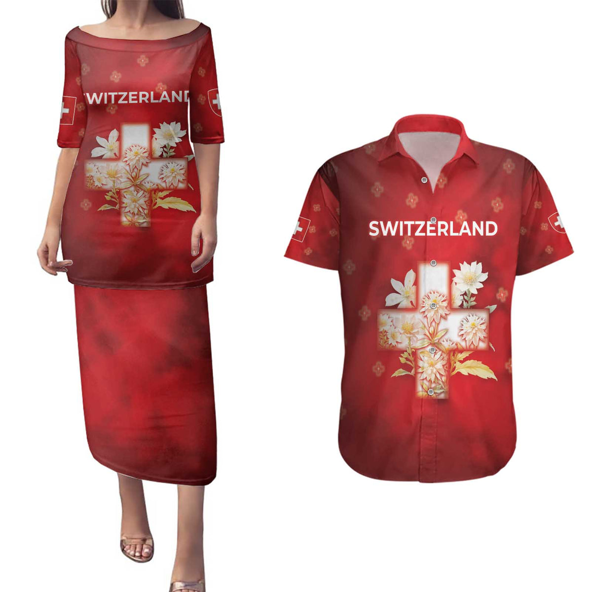 Switzerland Couples Matching Puletasi and Hawaiian Shirt One For All All For One - Wonder Print Shop