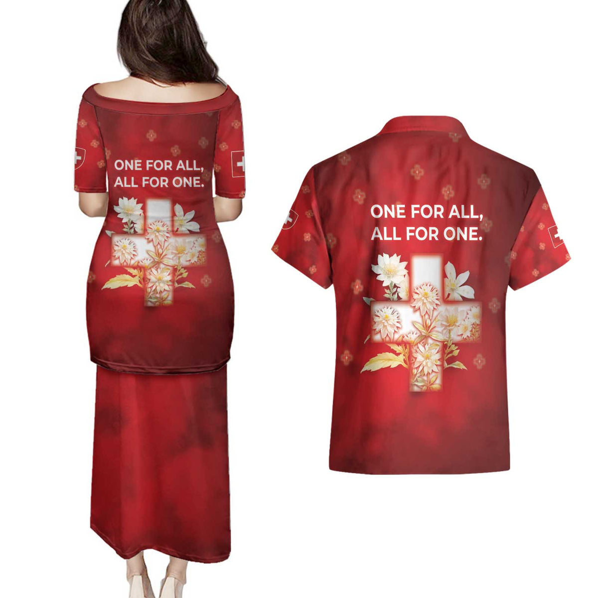 Switzerland Couples Matching Puletasi and Hawaiian Shirt One For All All For One - Wonder Print Shop