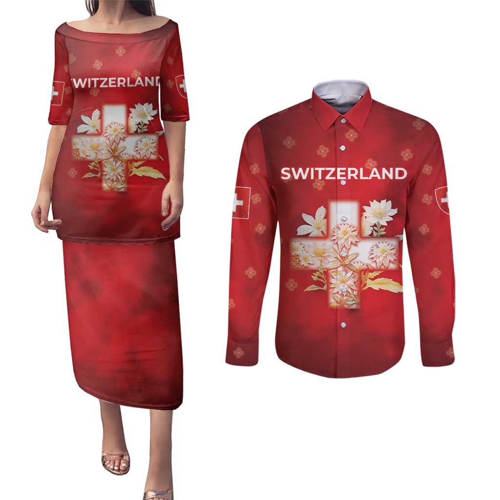 Switzerland Couples Matching Puletasi and Long Sleeve Button Shirt One For All All For One - Wonder Print Shop