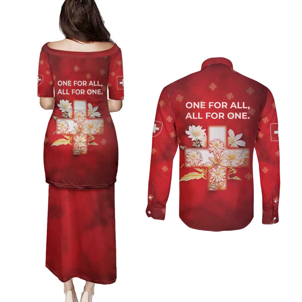 Switzerland Couples Matching Puletasi and Long Sleeve Button Shirt One For All All For One - Wonder Print Shop