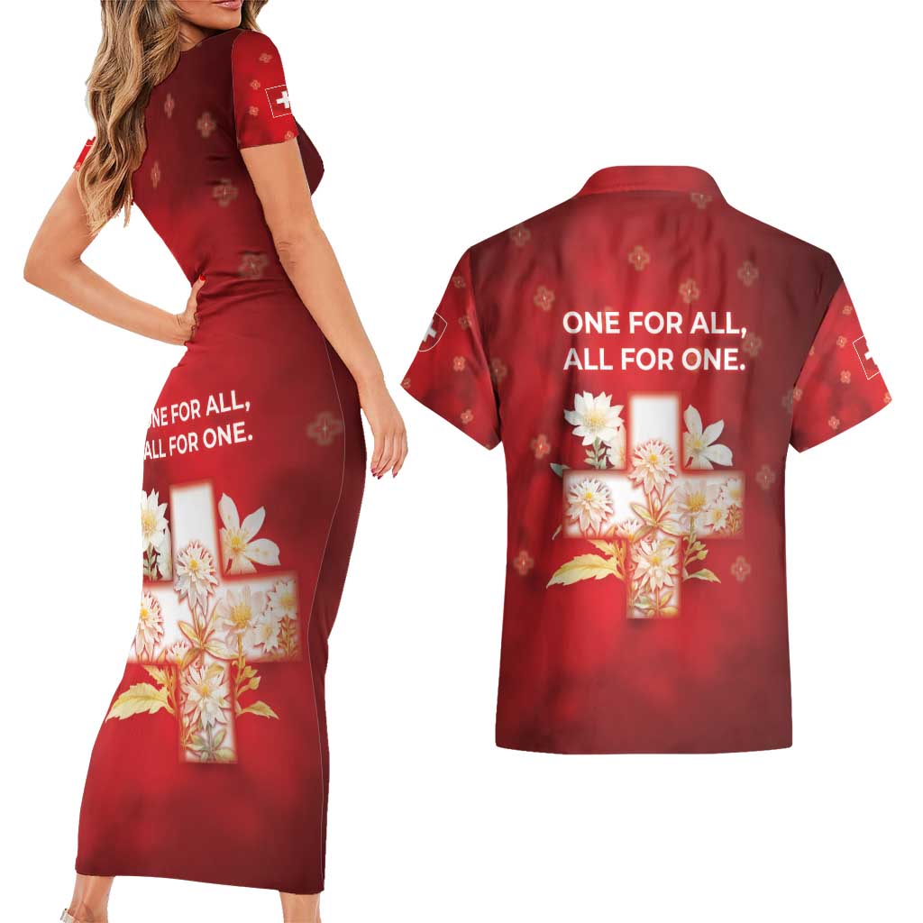 Switzerland Couples Matching Short Sleeve Bodycon Dress and Hawaiian Shirt One For All All For One - Wonder Print Shop