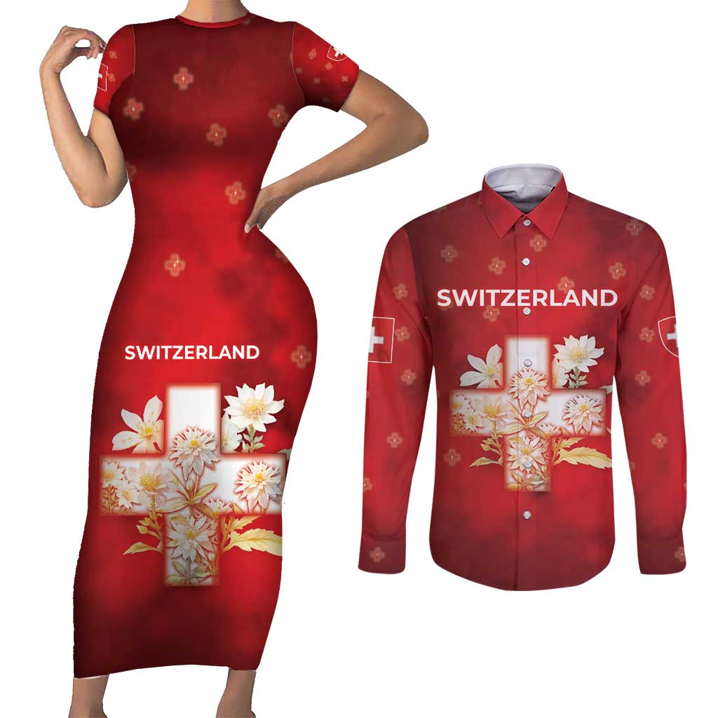 Switzerland Couples Matching Short Sleeve Bodycon Dress and Long Sleeve Button Shirt One For All All For One - Wonder Print Shop