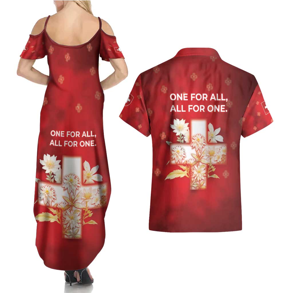Switzerland Couples Matching Summer Maxi Dress and Hawaiian Shirt One For All All For One - Wonder Print Shop