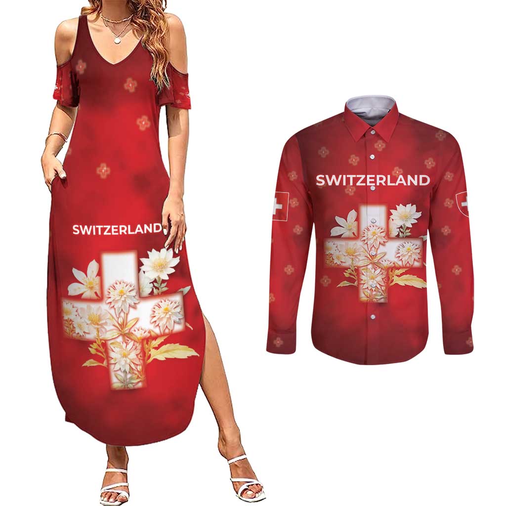 Switzerland Couples Matching Summer Maxi Dress and Long Sleeve Button Shirt One For All All For One - Wonder Print Shop