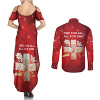 Switzerland Couples Matching Summer Maxi Dress and Long Sleeve Button Shirt One For All All For One - Wonder Print Shop