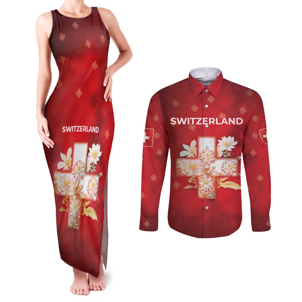 Switzerland Couples Matching Tank Maxi Dress and Long Sleeve Button Shirt One For All All For One - Wonder Print Shop