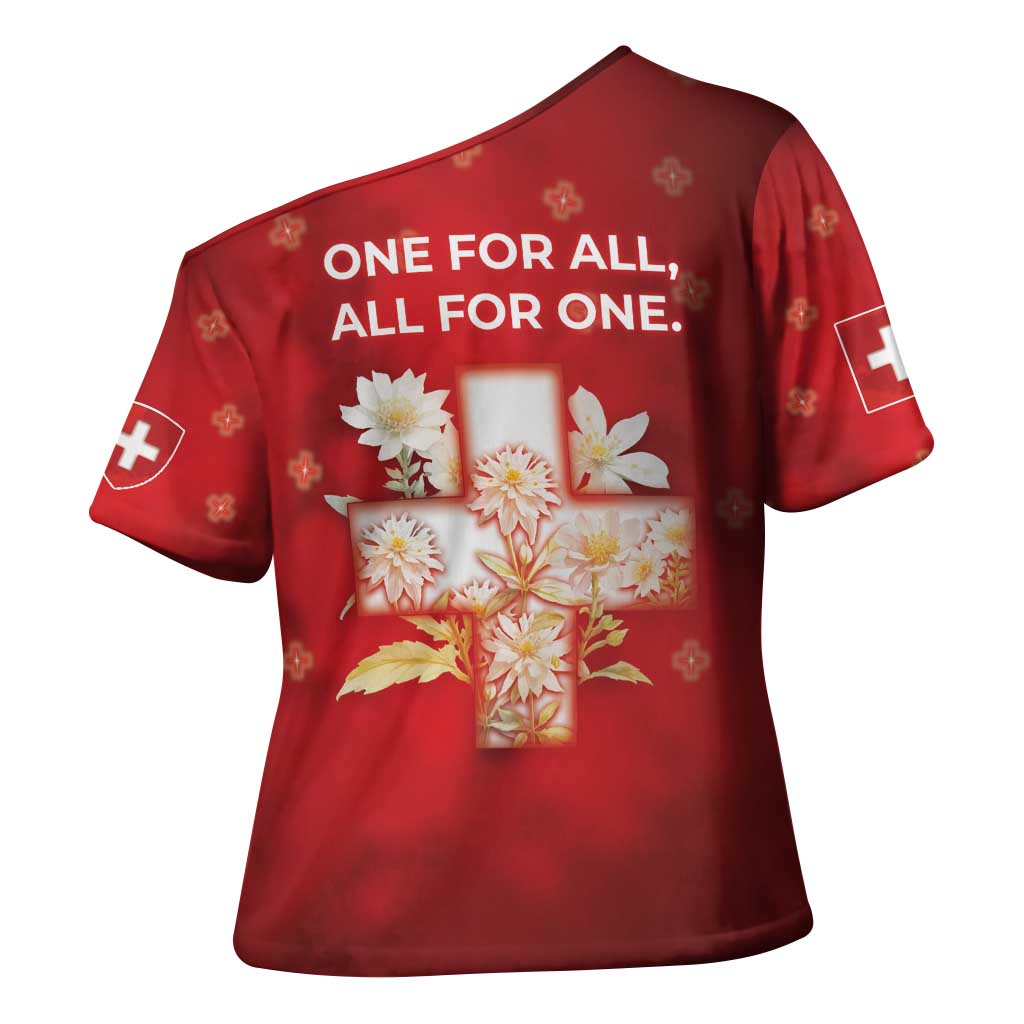 Switzerland Cross Shoulder Shirt One For All All For One - Wonder Print Shop