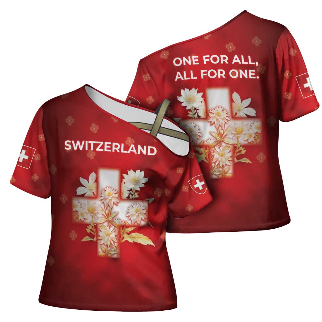 Switzerland Cross Shoulder Shirt One For All All For One - Wonder Print Shop